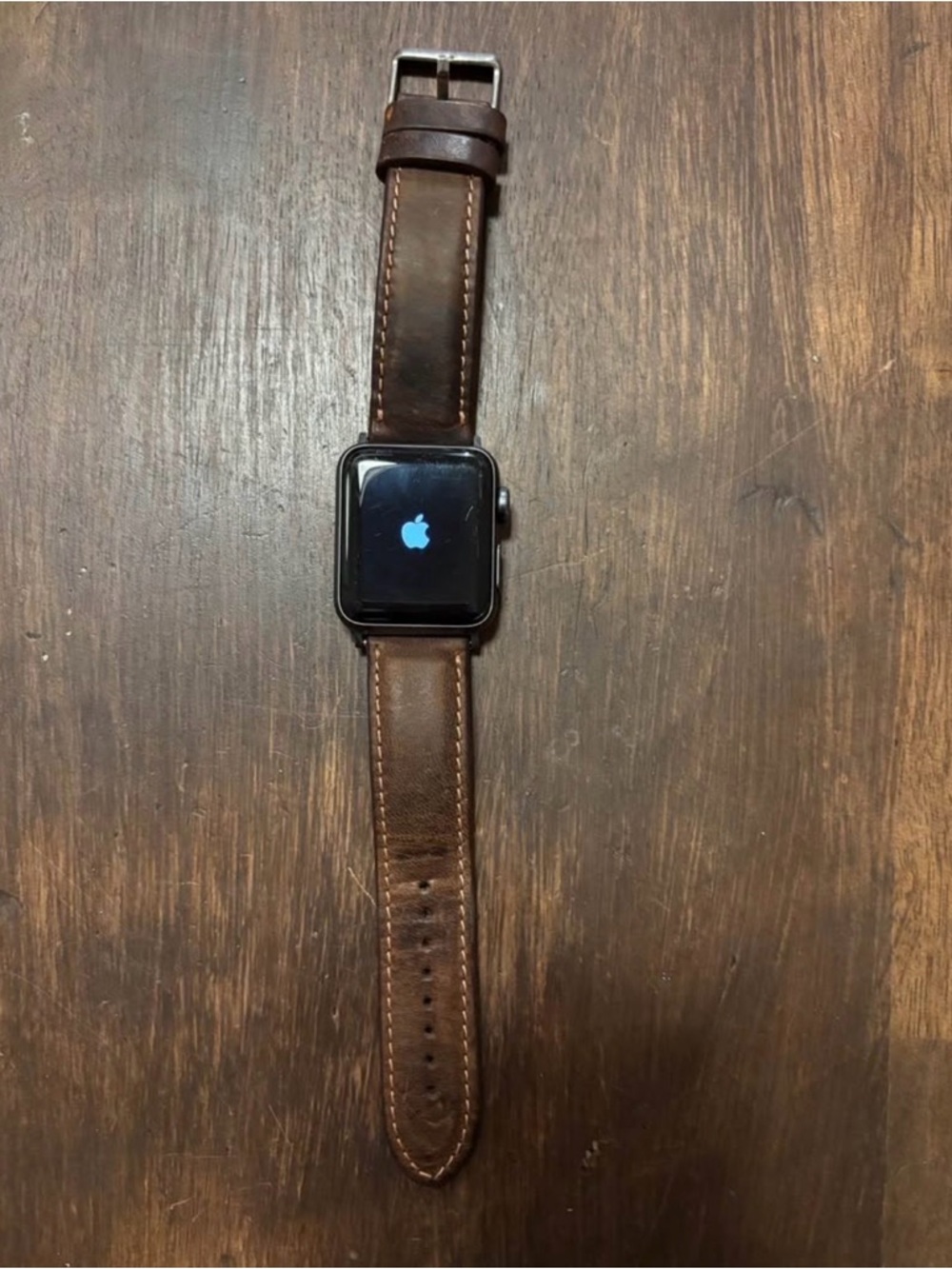 Apple Watch Series 3 with Brown Leather Band